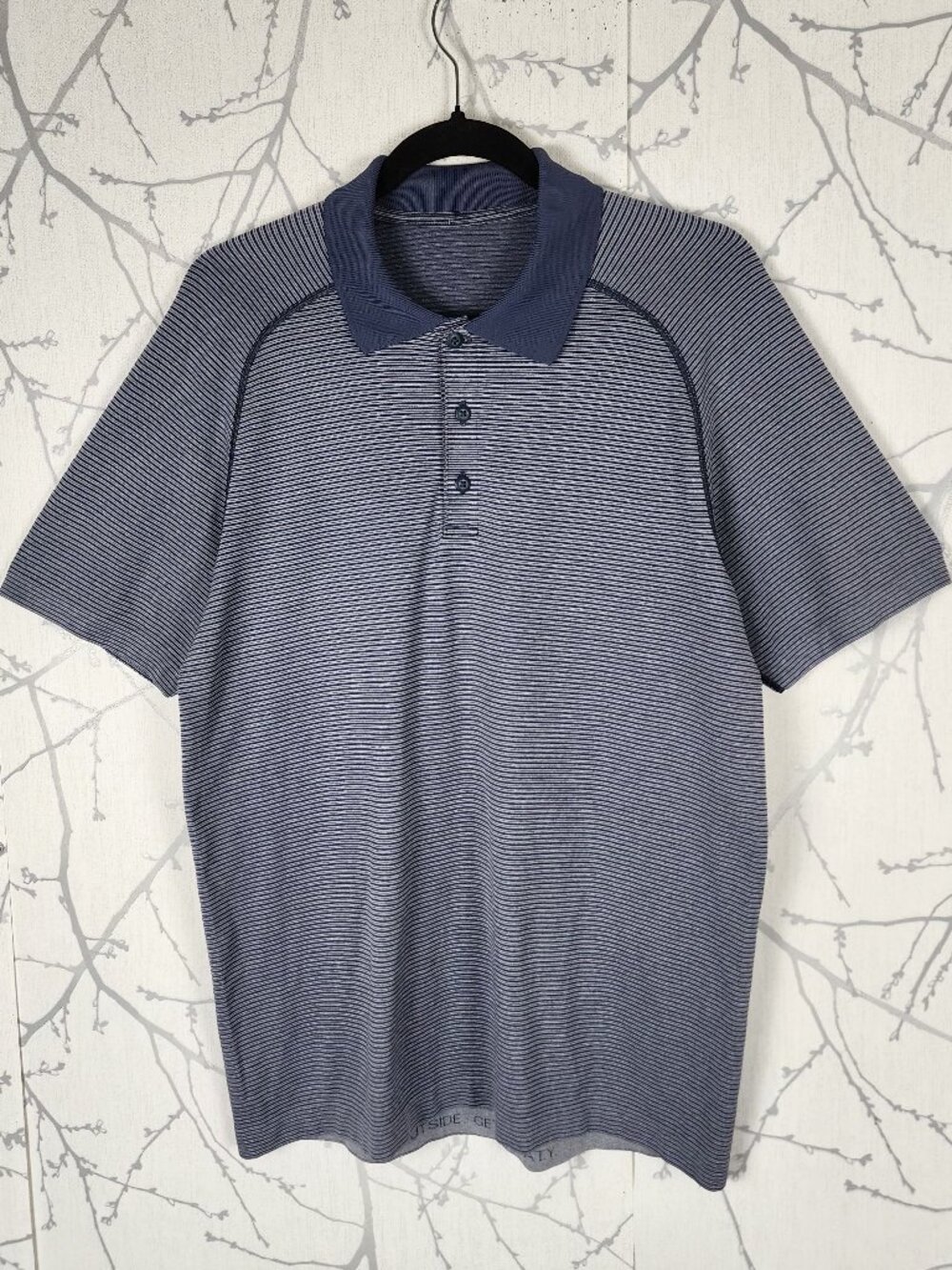 Lululemon Navy Stripe Silverescent Metal Vent Tech Polo Shirt